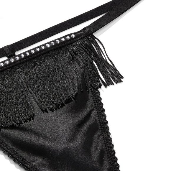 VS VERY SEXY Fringe V-String Panty Black NWT - Picture 10 of 14